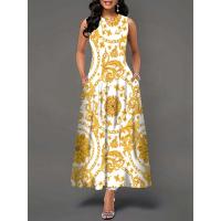 Women's Boho Long Dress Elegant Sleeveless Floral Print Casual Beach Party Summer Dress - details 9