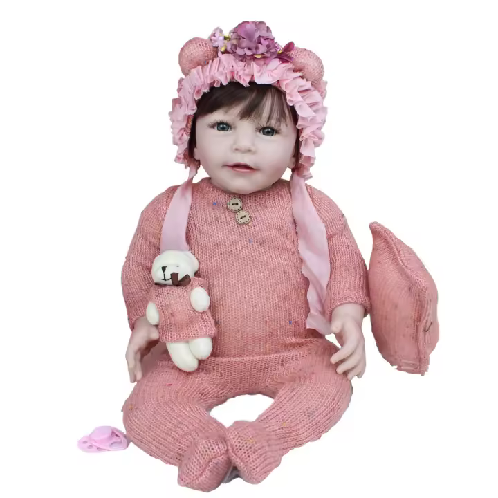 Muñeca Reborn de silicona suave para niña, juguete de cuerpo de tela realista, vestido de princesa Lisa, regalo de cumpleaños, 55 CM, 22 pulgadas - 1