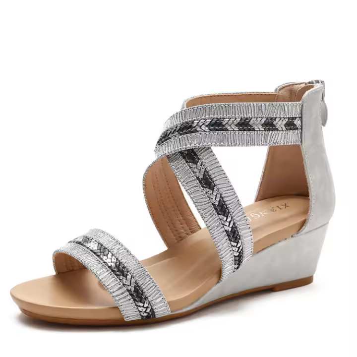 Sandalias de Tiza de Verano para Mujeres Antideslizantes con Punta Abierta Zip de Espalda - 1
