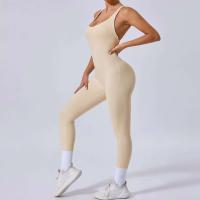 Conjunto de gimnasio para mujer mejorado con acolchado, traje de yoga, ropa deportiva, azul marino beige, 2024 - details 19