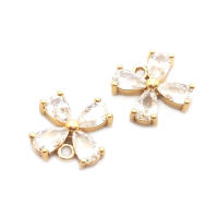 Colgantes de latón y circonita de Color dorado de 18K, varios dijes de flores, joyería artesanal de alta calidad, accesorios para collar y pendientes - details 26