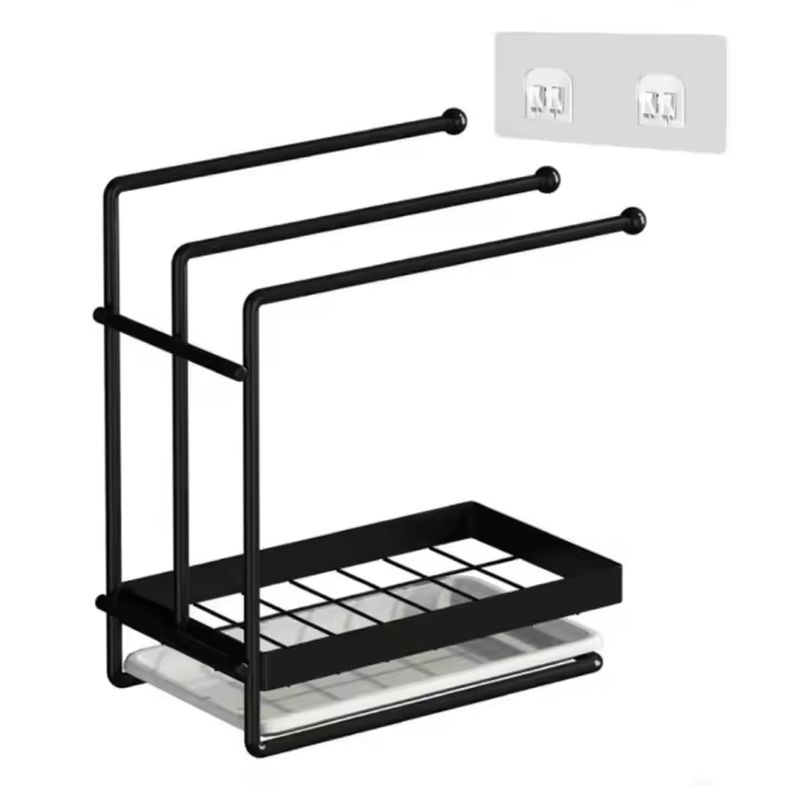 Estante de esponja de cocina moderno, soporte de almacenamiento de cocina antioxidante impermeable, organizador de almacenamiento de pinza para el pelo de gran capacidad para el hogar - 1
