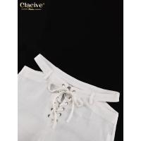Conjunto de Moda de Lino Blanco Elegante Camisa de Manga Larga y Pantalones Anchos con Cintura Media Estilo Streetwear para Mujeres 2024 - details 12