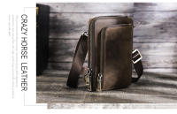 CONTACT'S Crazy Horse-Bolso cruzado de cuero para hombre, riñonera informal, bolso de hombro con bolsillo para teléfono pequeño - details 0