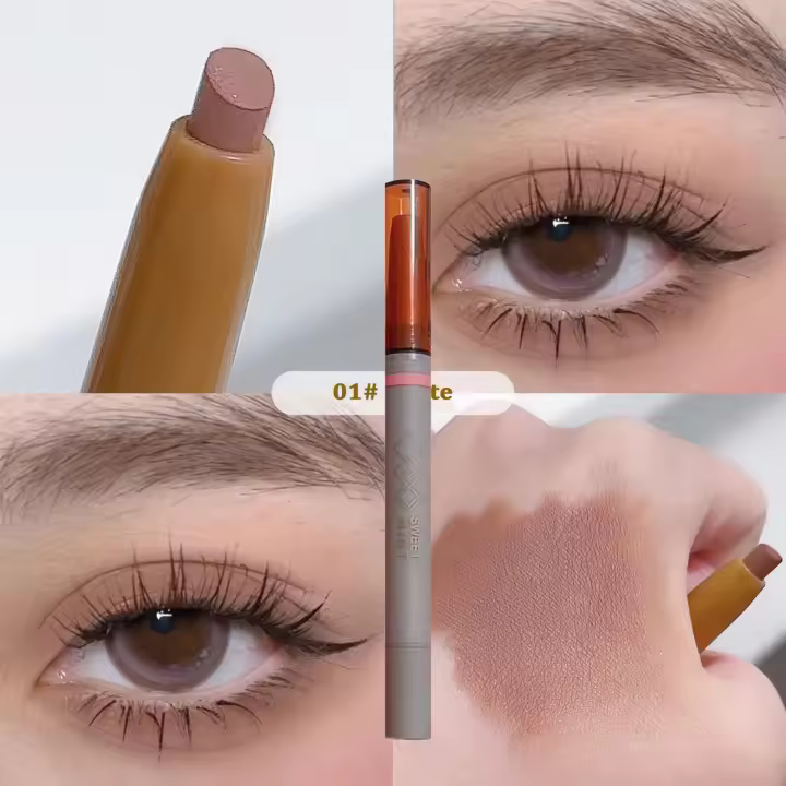 Barra de Sombra de Ojos de Seda con Doble Acabado Rosa Marrón Brillante Mate Nude - 1
