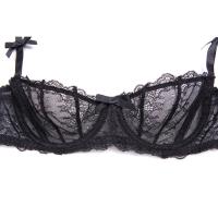 ropa interior ultrafina de talla grande, copa C D, sujetadores sexys, lencería bordada, sujetador transparente de encaje para mujer, sujetador rosa de media Copa - details 16