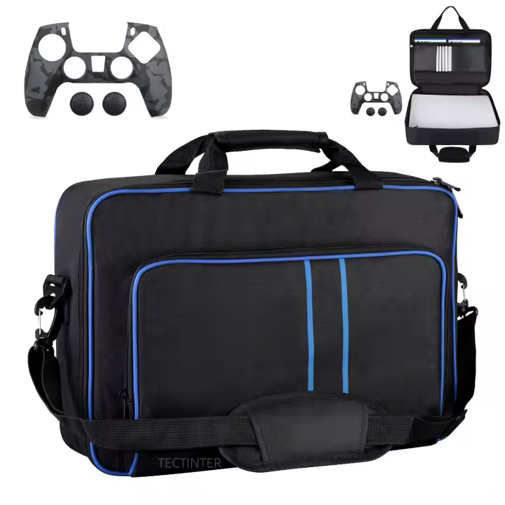 Bolsa de almacenamiento de viaje, estuche de transporte para accesorios de PS5, protector de hombro, estuche grande de lona, bolso para consola de juegos PS5 - 1