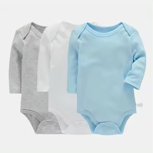 Conjunto de 3 piezas de peleles suaves para bebés de primavera, camiseta de algodón de manga larga unisex para niñas y niños recién nacidos de 3 a 24 meses - 1
