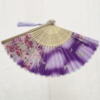 Elegante abanico de mano con tema de princesa mariposa morada con borla, accesorio de danza artesanal tradicional, abanico plegable decorativo para actuación y accesorio de disfraz - details 4