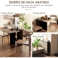 Mesa Plegable de Comedor Mesa de Cocina Plegable con Ruedas Alas Abatibles y Estantes para 4-6 Personas 75x140x74 cm Cemento Gris - details 29