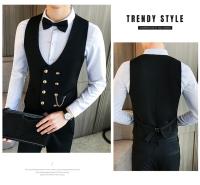 2025 último estilo doble botonadura hombres traje chaleco botón dorado Slim Fit Formal novio boda chaleco ropa de calle chaleco sin mangas chaqueta - details 5