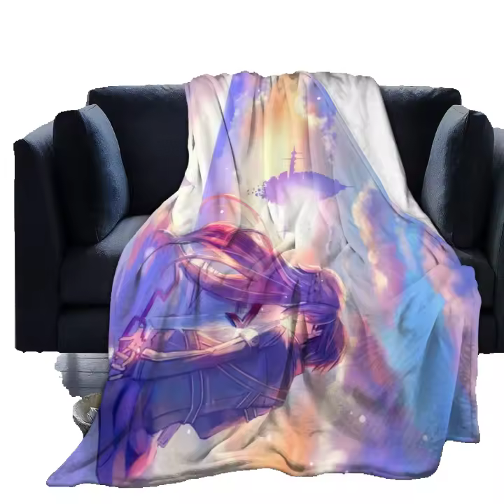 Sword Art Online Kirito Kiss Yuuki Asuna manta de franela Sherpa Ultra suave para cama/sofá/sala de estar/habitación/dormitorio, niños adultos mujeres hombres-X438 - 1
