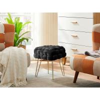 Taburete Moderno de Terciopelo Otomano Rectangular con Patas de Metal Dorado Taburete Acolchado - details 44