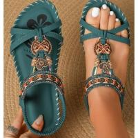 Sandalia 2025 NUEVAS SANDALIAS Mujer Verano Agua Diamante Noche Brisa Fondo plano Cabeza redonda Pellizco Pies Punta expuesta Cool - details 3