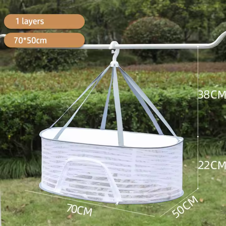 Perchero de Secado de Hierbas de 4 Capas Red de Secado Plegable con Cremallera para Plantas - 1