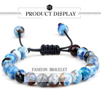 8mm hombres mujeres ágatas de fuego cuentas de ónix pulsera brazaletes curación Piedra Natural Chakra oración encanto Buda joyería ajustable regalos - details 0