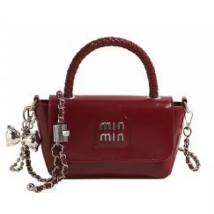 Moda plata encerado aceite de cuero bolso pequeño bolso cuadrado, nuevo bolso de hombro de cadena, bolso cruzado - 1