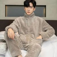 Pijama de Invierno Cálido Conjunto de Pantalones de Cinturón para Hombres - details 3