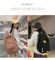 Dibujos animados estilo japonés ins lindo patito mochila femenina de pana informal mochila de campus estudiante universitario de secundaria. - details 1