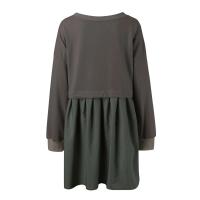 Sudadera informal de otoño con bloques de Color para mujer, Vestido corto holgado de manga larga con cuello redondo, Jersey plisado a la moda, Tops, Vestidos - details 9