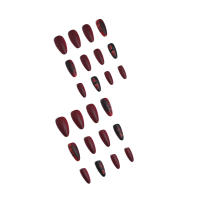 24 Piezas De Uñas Postizas Con Textura Mate De Diamante Rojo Puro Y Forma Almendra Para Uso Diario Y Fiestas Incluye 1 Strip De Rub Y 1 Jel - details 1