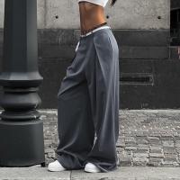 Pantalones holgados de cintura alta para mujer, pantalón de pierna ancha con empalme de encaje, moda coreana, primavera y otoño - details 4