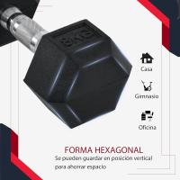 Juego de Mancuernas con Barra de Conexión Metálica y Cabeza Hexagonal Juego de Pesas para Entrenamiento en Casa Gimnasio Oficina Negro y Plata - details 2
