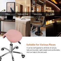 Taburete con Ruedas Silla Trabajo Altura Ajustable Giratorio Taburete de Oficina con Asiento de Silla de Montar Negro - details 27