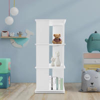 Estante de Libros Giratorio de 3 Niveles Organizador de Almacenamiento de Libros con Giratorio de 360° Estante de Libros Soporte de Piso Blanco - details 4