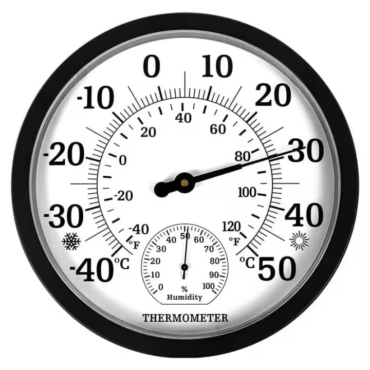 Higrómetro decorativo de 10 pulgadas, reloj decorativo para pared de jardín, termómetro interior y exterior, estación meteorológica, termómetro - 1