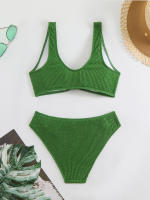Bikini de cintura alta para mujer, traje de baño deportivo unicolor, traje de baño Sexy a rayas, ropa de baño para mujer, ropa de playa 2025 - details 16