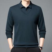 Conjunto de polo de dos piezas de manga larga falsa para hombre, camiseta informal de moda, top multifuncional cómodo para todas las estaciones, bloqueado - details 11