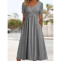 Vestido de manga corta con cuello en v para mujer, moda de verano - details 4