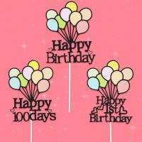 Globos de doble capa, adornos para tartas, adornos de papel de dibujos animados para magdalenas, decoración colorida para tartas de feliz cumpleaños, fiesta de boda - details 1