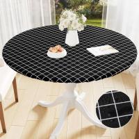Olanli Redonda Mesa de comedor de cocina de boda marroquí impermeable y resistente al calor mantel de PVC de 60 pulgadas - details 8