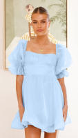 Vestido de princesa con manga de burbuja de color sólido de organza 2025 - details 3