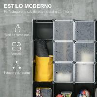 Armario Modular de Plástico Portátil 16 Cubos, 2 Barras Organizadoras para Zapatos, Ropa, Juguetes - details 2