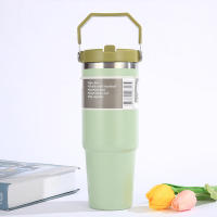 Taza portátil de acero inoxidable para coche, termo con pajita y Asa de doble pared, botella de agua deportiva de viaje - details 3
