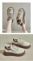 Zapatillas de deporte antideslizantes de cuero suave, calzado de Trekking, nuevos zapatos deportivos de monopatín de ocio con cordones de suela gruesa para mujer, moda - details 11