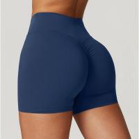 Pantalones cortos de gimnasio para mujer, pantalones cortos de Yoga lisos, mallas cortas cruzadas para Fitness, pantalones cortos para correr de cintura alta, ropa corta de entrenamiento elástica - details 10