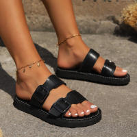 Zapatos planos de estilo británico para mujer, zapatillas de playa informales con hebilla romana, novedad de verano, 2024 - details 13