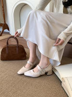 Temperamento francés diamantes de imitación tacón grueso tacones altos zapatos individuales nueva brisa de noche con falda zapatos Mary Jane - details 10