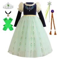 Disfraz de princesa Anna verde para niñas pequeñas, disfraz de Halloween, vestido elegante para fiesta de cumpleaños, vestido de carnaval - details 13