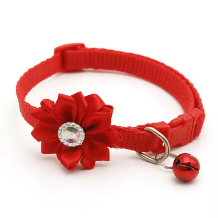 Precioso Collar ajustable con forma de campana para mascotas, Collar de flores para gatos pequeños y bonitos con campanas de flores, anillo para el cuello para perro, suministros para mascotas - 1