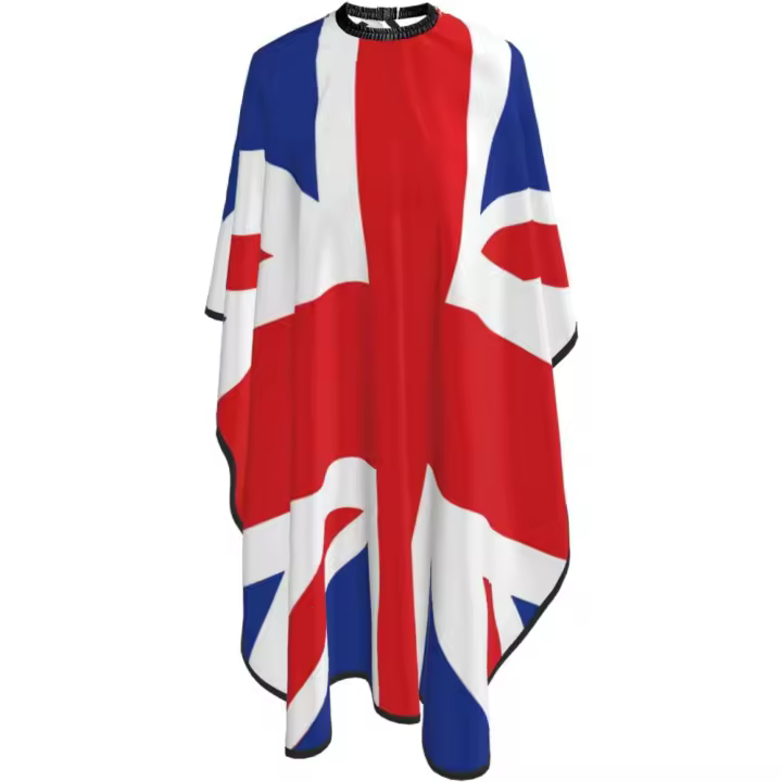 Cape de Barbero Profesional Bandera Británica Impermeable Cierre de Snap Ajustable - 1