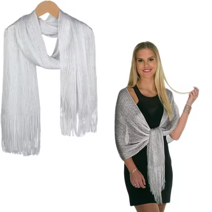 Bufandas brillantes elegantes para mujer, bufanda de fiesta para mujer para boda, fiesta, comuniones - 1