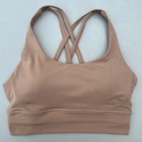 Sujetador deportivo cruzado de Color sólido para mujer, Top ajustado suave de alta resistencia, ropa interior de entrenamiento integral para gimnasio y Yoga con almohadilla para el pecho - details 11