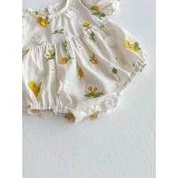Pastoral niñas bebé bordado Floral mameluco de manga corta girasol mono infantil niño recién nacido ropa de bebé de una pieza - details 6