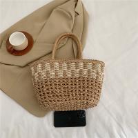 NYXIA Bolso grande de paja tejida para mujer - Bolso elegante informal para playa y vacaciones en beige, ligero y duradero con correa de hombro fija, perfecto para salidas de verano, bolso de playa - details 4