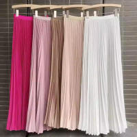 Falda Plisada Elegante Para Mujer Cintura Alta Larga Midi Color Negro Alta Calidad Saia Elegante Para Damas De Negocios Y Fiestas - details 5